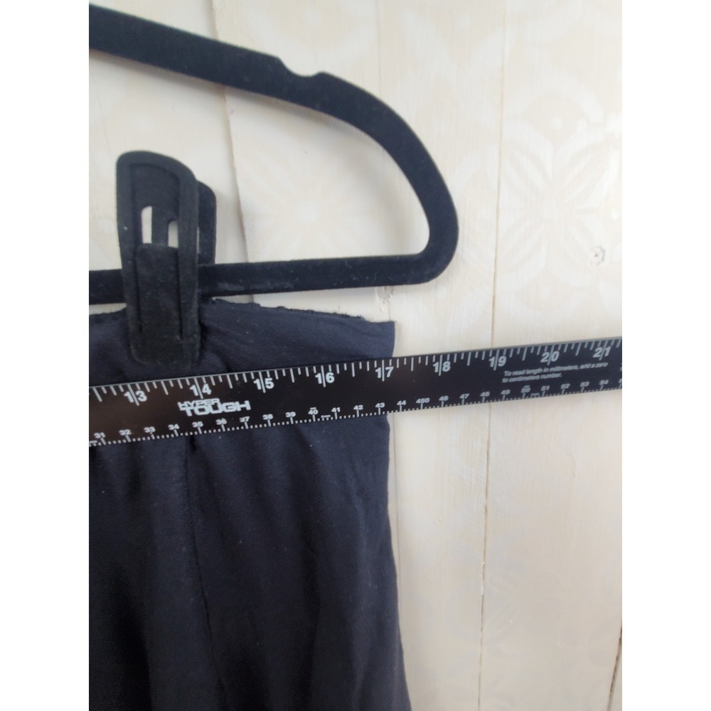 Womens Black Flowy Knee Length Skirt Side Slit Elastic Waist XL Cotton Blend - Picture 6 of 8